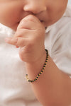 Classic Black Beads Gold Plated Sterling Silver Chain Kids Nazariya Bracelet