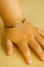 Swastik Gold Plated Sterling Silver Chain Kids Nazariya Bracelet