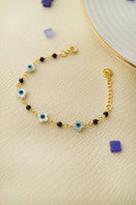 Lucky Clover Evil Eye Gold Plated Sterling Silver Chain Kids Nazariya Bracelet
