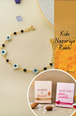 Lucky Clover Evil Eye Gold Plated Sterling Silver Nazariya Bracelet Kids Rakhi