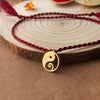 Yin And Yang With Ganesha Gold Plated Sterling Silver Charm Rakhi