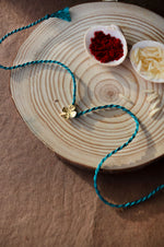 Good Luck Clover Gold Plated Sterling Silver Charm Rakhi