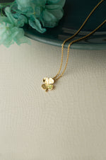 Good Luck Clover Gold Plated Sterling Silver Charm Pendant With Chain
