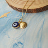 Evil Eye Gold Plated Sterling Silver Charm Pendant With Chain