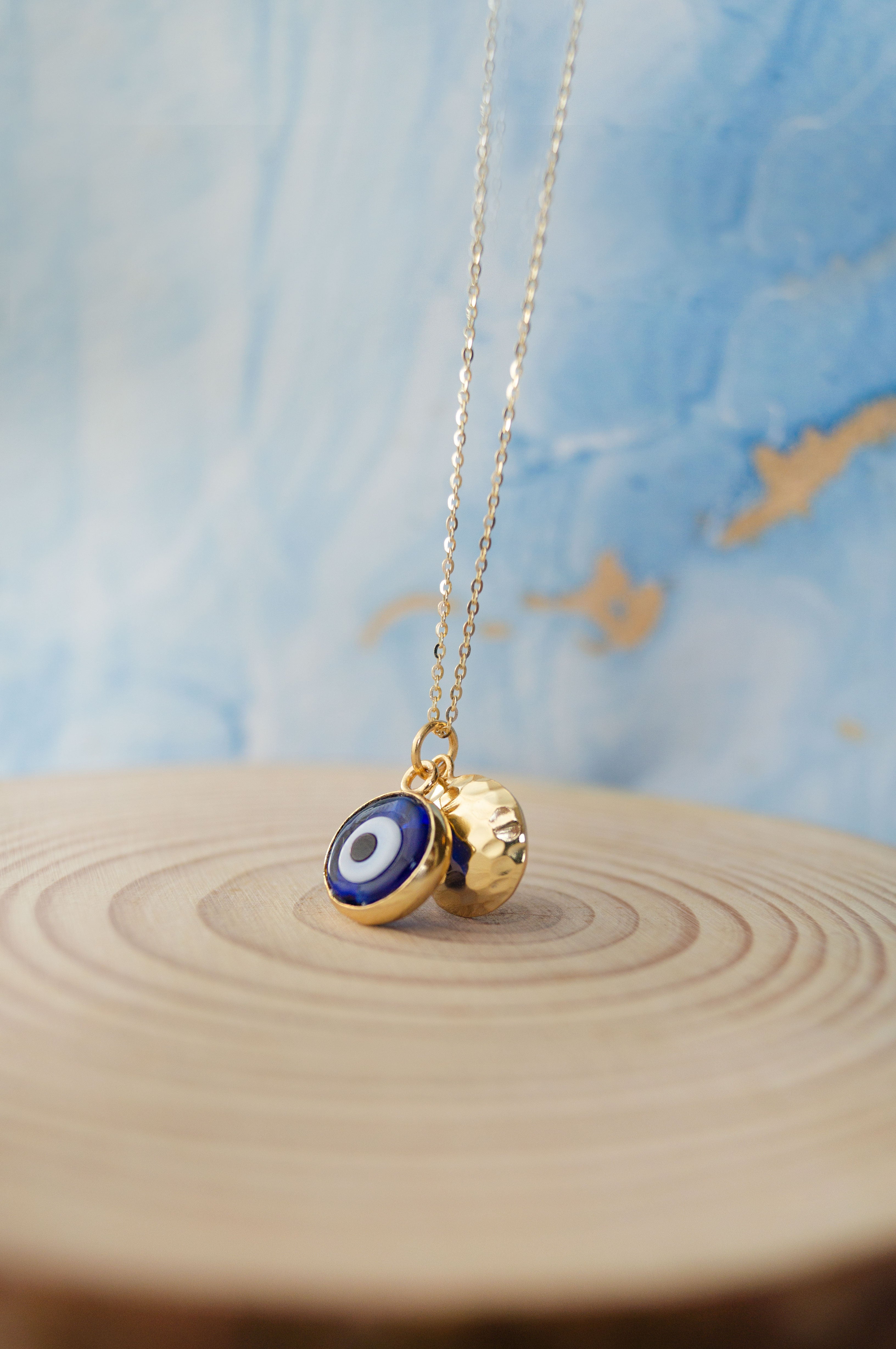 Buy Evil Eye Gold Plated Sterling Silver Charm Pendant With Chain by Mannash Jewellery