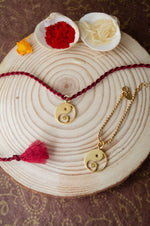Yin And Yang With Ganesha Gold Plated Sterling Silver Charm Rakhi Combo