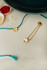 Good Luck Clover Gold Plated Sterling Silver Rakhi With Lumba Combo
