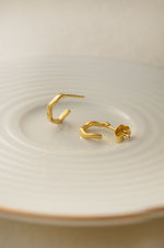 Wave It Up Yellow Gold Plated Sterling Silver French Hoop Earrings