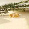 Interlinked Cuban Chain Gold Plated Sterling Silver Adjustable Ring
