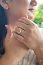 Interlinked Cuban Chain Gold Plated Sterling Silver Adjustable Ring