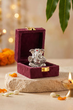 999 Pure Silver Plated Ganesha Idol | Gift Set in Velvet Box