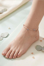 Layered Evil Eye Rose Gold Plated Sterling Silver Anklet