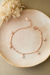 Charming Solitaire Charms Rose Gold Plated Sterling Silver Chain Bracelet