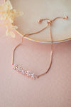 Sparkling Flowers Rose Gold Plated Sterling Silver Pull Chain Adjustable Bracelet