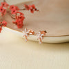 Flower With A Tiny Bling Rose Gold Plated Sterling Silver Drop Earring