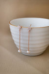 Pearl Drop Floral Rose Gold Plated Sterling Silver Dangler Earrings
