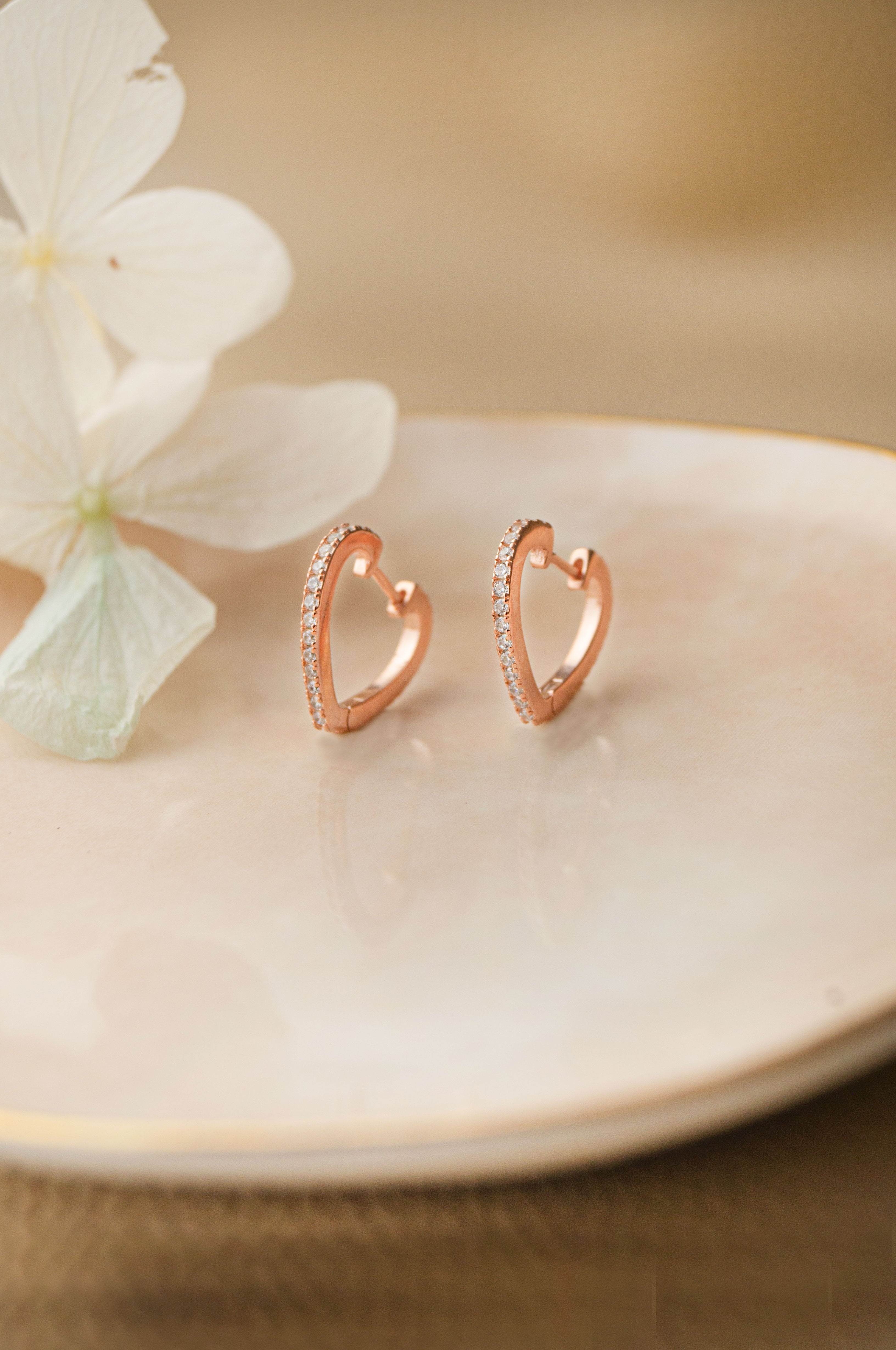 Asymmetrical Heart Hoop Earrings  Rose gold plated  Pandora Canada