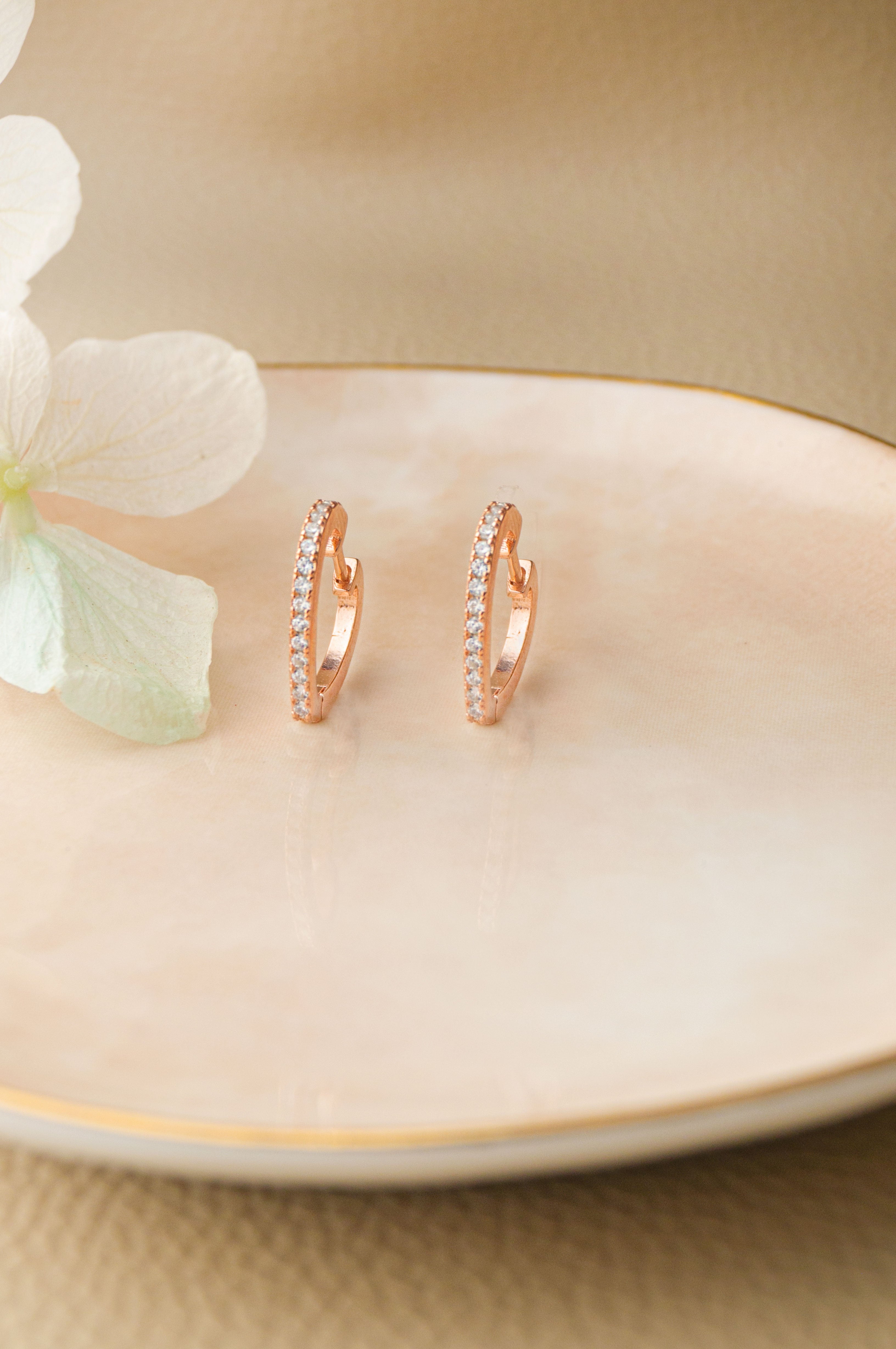 Buy Heart Line Rose Gold Plated Sterling Silver Hoop Earrings by Mannash  Jewellery