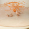 Interlinked Trendy Rose Gold Plated Sterling Silver French Hoop Earrings