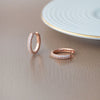 Bling Studded Rose Gold Plated Sterling Silver Hoop Earrings