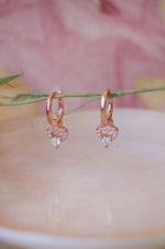 Detachable Heart Charm Rose Gold Plated Sterling Silver Hoop Earrings