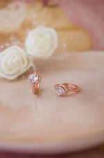 Heart Solitaire Rose Gold Plated Sterling Silver Hoop Earrings