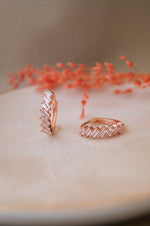 Elegant Deco Rose Gold Plated Sterling Silver Hoop Earrings