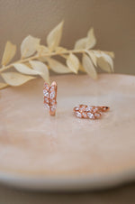 Pretty Leaves Rose Gold Plated Sterling Silver Hoop Earrings