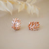 Leafy Trail Rose Gold Plated Sterling Silver Round Hoop Earrings