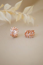 Leafy Trail Rose Gold Plated Sterling Silver Round Hoop Earrings