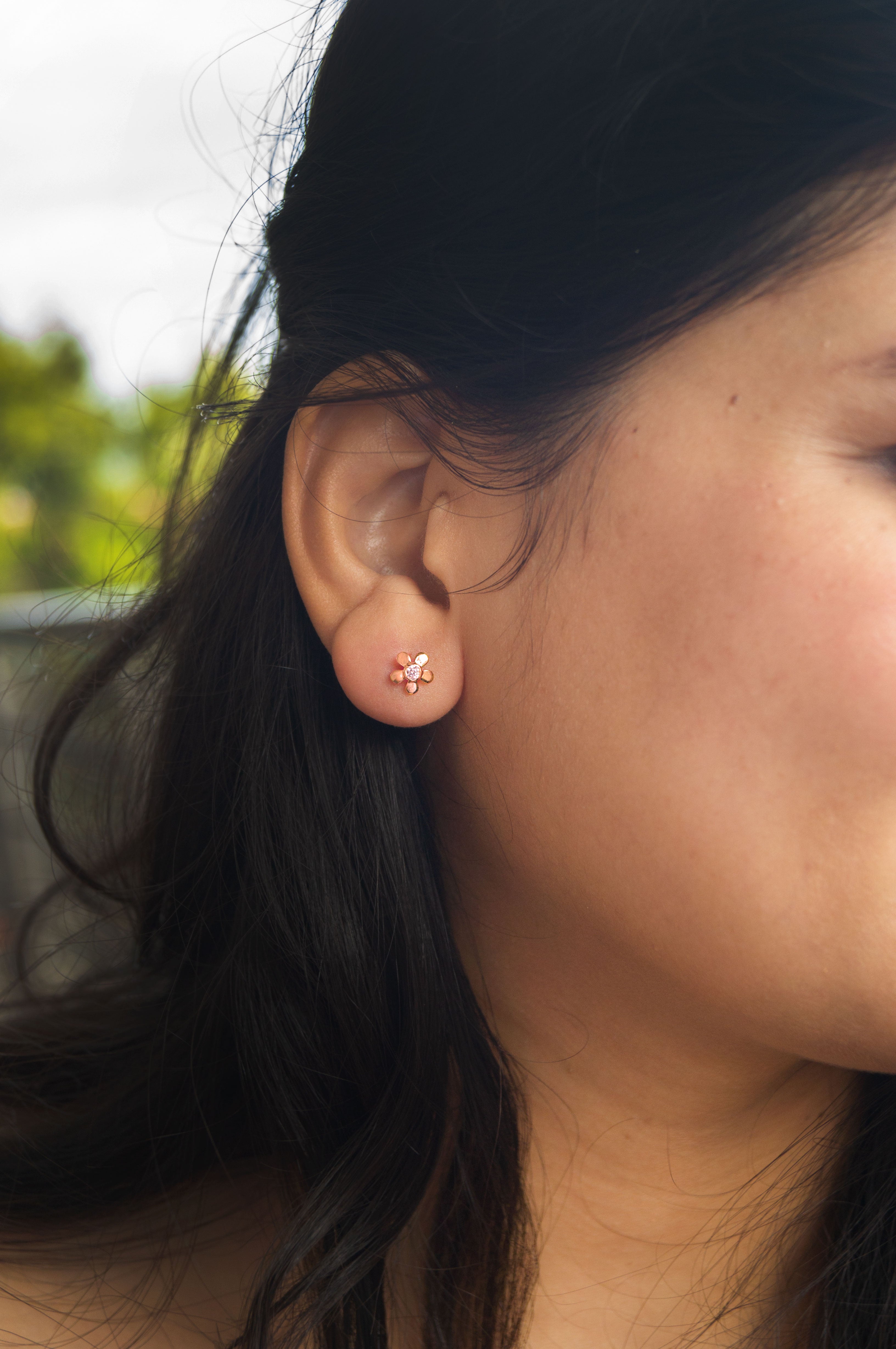 Pink Diamond Rose Gold Earrings - 1.44 ct. - Rough Diamonds