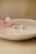 Cute Little Flower Gold Plated Sterling Silver Stud Earrings