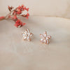 Swirling Flower Beauty Rose Gold Plated Sterling Silver Stud Earrings