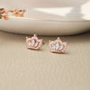 Pretty Crown Rose Gold Plated Sterling Silver Stud Earrings
