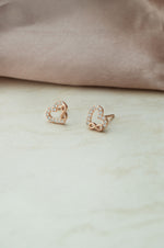 Heart & Infinity Rose Gold Plated Sterling Silver Stud Earrings