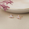 Half Flower Rose Gold Plated Sterling Silver Stud Earrings