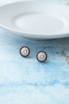 Black Halo Evil Eye Rose Gold Plated Sterling Silver Stud Earrings