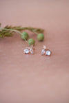 Solitaire Leaves Rose Gold Plated Sterling Silver Stud Earrings