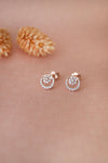 Blinging Circle Cluster Halo Rose Gold Plated Sterling Silver Stud Earrings
