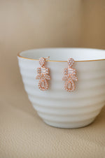 Deco Bling Rose Gold Plated Sterling Silver Drop Earrings