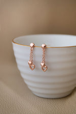 Delicate Hearts Rose Gold Plated Sterling Silver Dangler Earrings