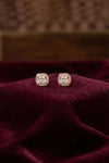 Ethereal Halo Solitaire Rose Gold Plated Sterling Silver Stud Earrings