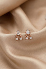 Trillion Dangle Rose Gold Plated Sterling Silver Second Stud Earrings