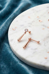 Teardrop Dangler Rose Gold Plated Sterling Silver Second Stud Earrings