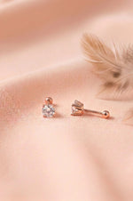 Delicate Solitaire Rose Gold Plated Sterling Silver Second Stud Earrings