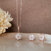 Flowery Sunflower Garland Rose Gold Plated Sterling Silver Pendant Set