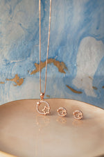Star Orbit Rose Gold Plated Sterling SIlver Pendant Set
