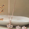 Pretty Crown Rose Gold Plated Sterling Silver Pendant Set