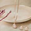 Trillion Sparkle Triangular Rose Gold Plated Sterling Silver Pendant Set