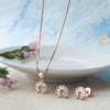 Channel Sparkle Circle Rose Gold Plated Sterling Silver Pendant Set